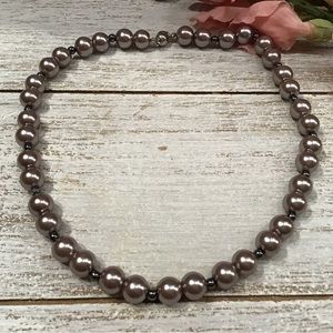 Grey Glass Pearls Necklace